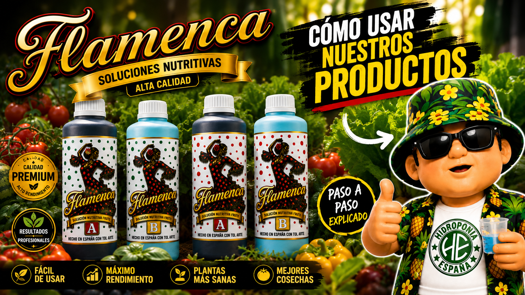 Cargar video: Aprende a utilizar las Soluciones Nutritivas Flamenca paso a paso¿Es la primera vez que utilizas nuestras soluciones nutritivas? En este vídeo te mostramos, de forma clara y sencilla, cómo preparar correctamente la solución nutritiva para obtener el máximo rendimiento de tus cultivos.Descubrirás cómo utilizar las Soluciones Nutritivas Flamenca A y B, cuándo añadir cada componente, cómo ajustar el pH correctamente y los errores más comunes que debes evitar para conseguir plantas más sanas, un crecimiento vigoroso y cosechas de mayor calidad.En este vídeo aprenderás:✅ Cómo preparar la solución nutritiva correctamente.✅ El orden de mezcla de los productos.✅ La dosis recomendada.✅ Cómo ajustar el pH del agua.✅ Consejos para obtener el máximo rendimiento de tus cultivos.Las Soluciones Nutritivas Flamenca han sido formuladas con materias primas de alta calidad para proporcionar a tus plantas todos los nutrientes esenciales durante cada etapa del cultivo.🌱 Cultiva con confianza. Cultiva con Flamenca.Explora toda la gama de productos Flamenca y lleva tus cultivos al siguiente nivel.