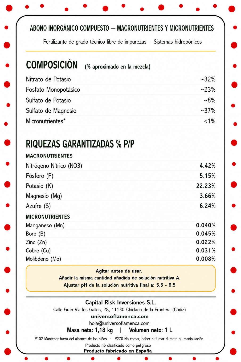 Combo Solucion Nutritiva Hoja y Fruto Liquido 1 Litro